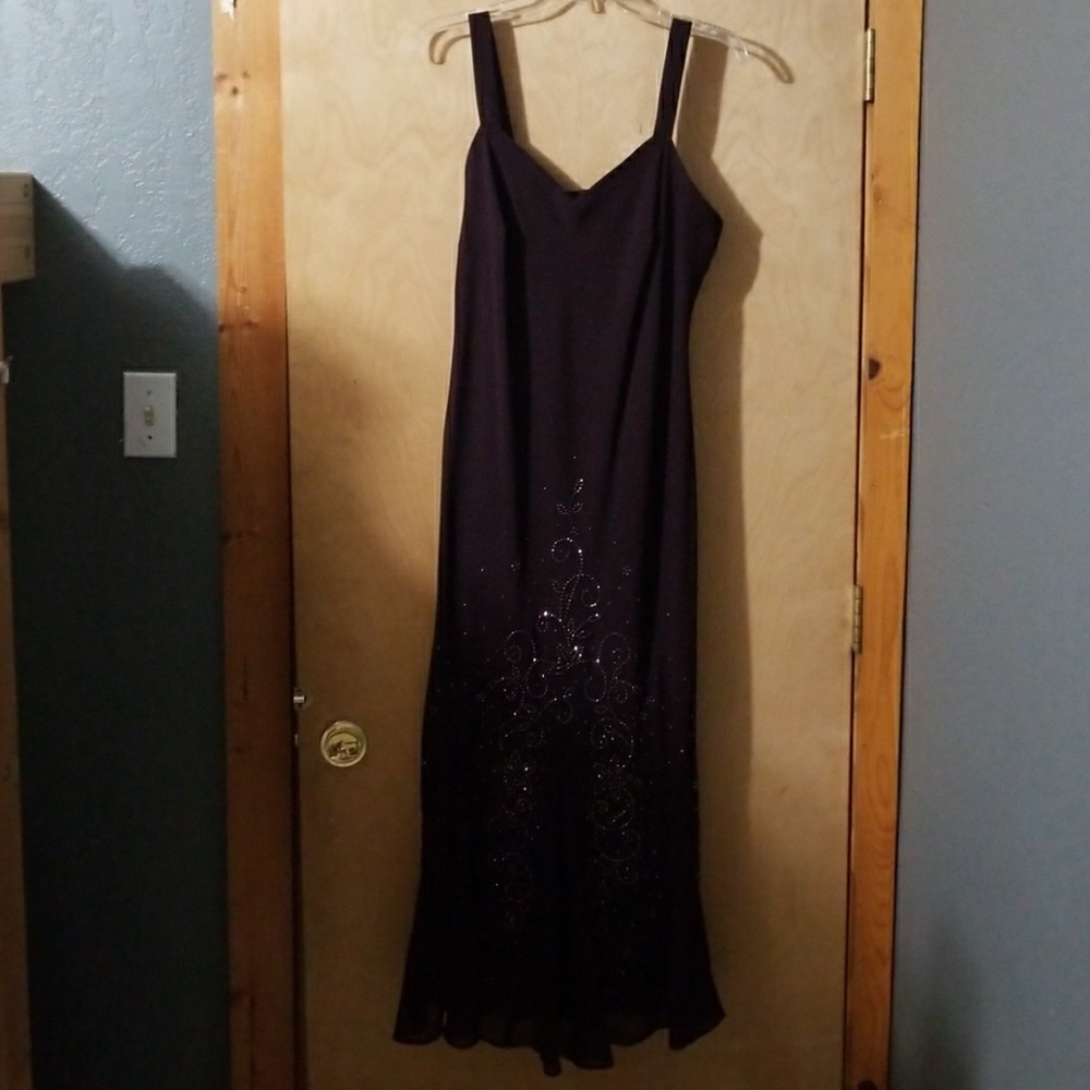 Deep purple floor length dress with jacket